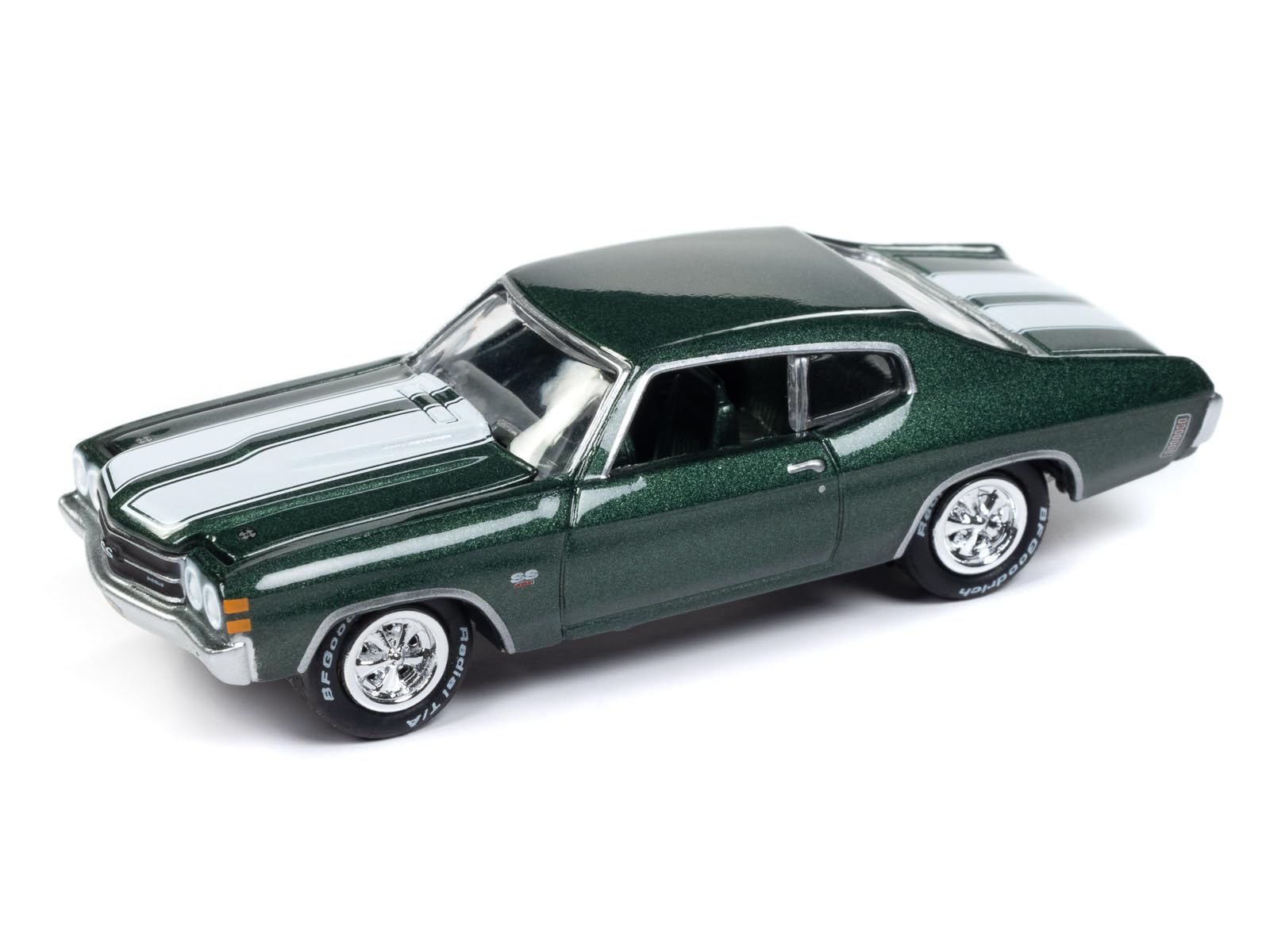 1970 Chevy Chevelle SS Forest Green Metallic with White Stipes (2014) Movie Pop Culture 2024 Release 1 1/64 Diecast Model Car by Johnny Lightning JLPC014-JLSP373