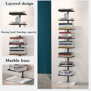 Aurorize Modern Vertical Bookshelf Tower,Floor-to-Ceiling Invisible Bookshelf,Simple Narrow Invisible Bookshelf for Small Space,for Living Room,Bedroom,Office,Gold-13.7x11x59in