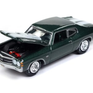 1970 Chevy Chevelle SS Forest Green Metallic with White Stipes (2014) Movie Pop Culture 2024 Release 1 1/64 Diecast Model Car by Johnny Lightning JLPC014-JLSP373