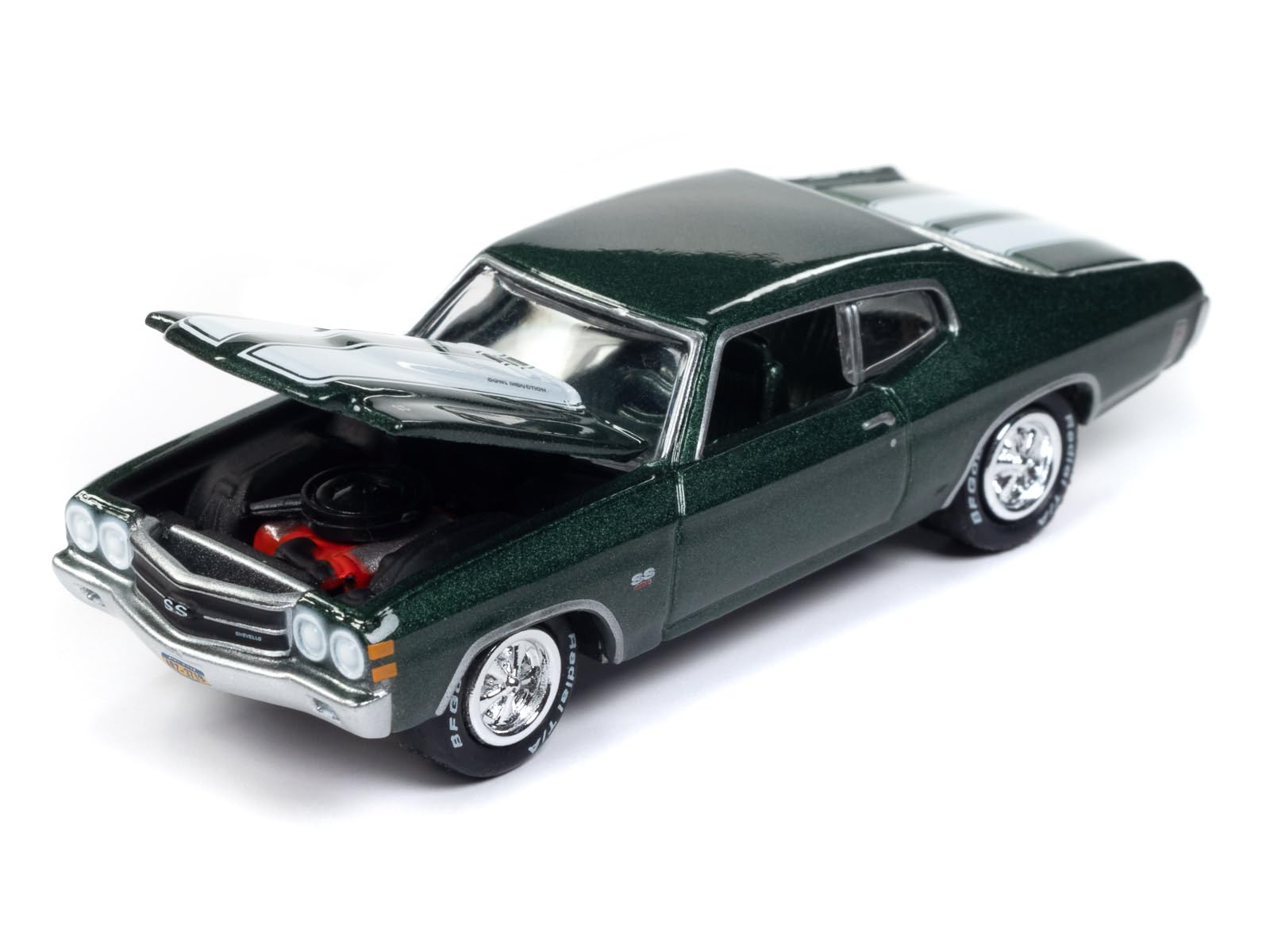 1970 Chevy Chevelle SS Forest Green Metallic with White Stipes (2014) Movie Pop Culture 2024 Release 1 1/64 Diecast Model Car by Johnny Lightning JLPC014-JLSP373