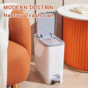 WanWanKa Trash Can with Lid, 2.6 Gallon Commercial Trash Can, Plastic Waste Bin with Press top Lid, Pedal Trash can,White Garbage Can Suitable for Kitchen, Bathroom, Bedroom, Living Room, Office(ASEN)