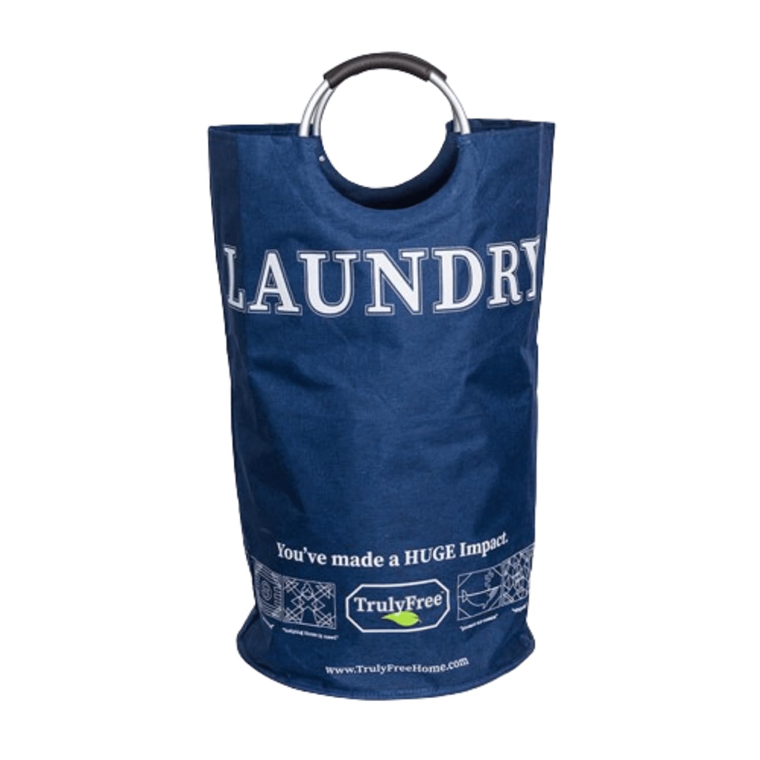 Truly Free Waterproof Laundry Tote - Fabric Hamper with Handles for Bedroom, Dorm, Teen Room - Standing Clothes Basket for Dirty Laundry