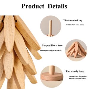 Wooden Trivets for Hot Dishes，Tree Shape Trivet Set，Beech Wood Tree Shape Trivets for Hot Pots and Pans (5 Layers+1 Stand)