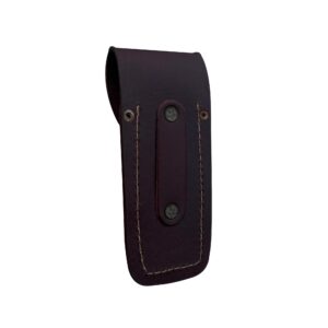 LEATHUX Leather Knife Sheath for Belt, Handmade 5.5” Folding Knife Buck 112 & Buck 110 Sheath, Pocket Knife Holster, Brown