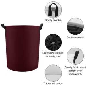 Large Laundry Hamper Bag, Solid Dark Red Maroon Laundry Basket with Drawstring Collapsible Dirty Clothes Storage Washing Bin for Bathroom, Dorm Essentials