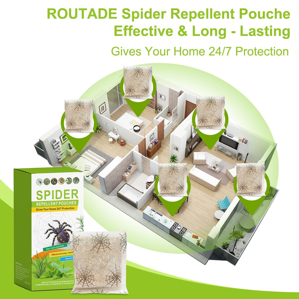 15 Pack Natural Spider Repellent Indoor Use Made with Plant-Based Ingredients, Powerful Spider Repellent Pouches for House Garage to Get Rid of Spiders Outdoor Indoor, Easy to Use, Safe & Non-Toxic