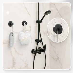 Suction Cup Hooks for Shower,Steel Shower Hooks,Bath Robe Looafh Hook for Hanging,Waterproof Suction Towel Hook,Mounting on Glass Shower Doors Bathroom,Tile-Loofah,Kitchen,Mirror,Towel,Coat(2P,Silver)