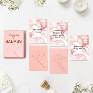 Gejoyse 60 Badass Affirmation Cards for Women Inspirational Motivational Cards for Women Positive Daily Badass Affirmations Cards for Women Spiritual Self Care Gifts for Women Friend Her