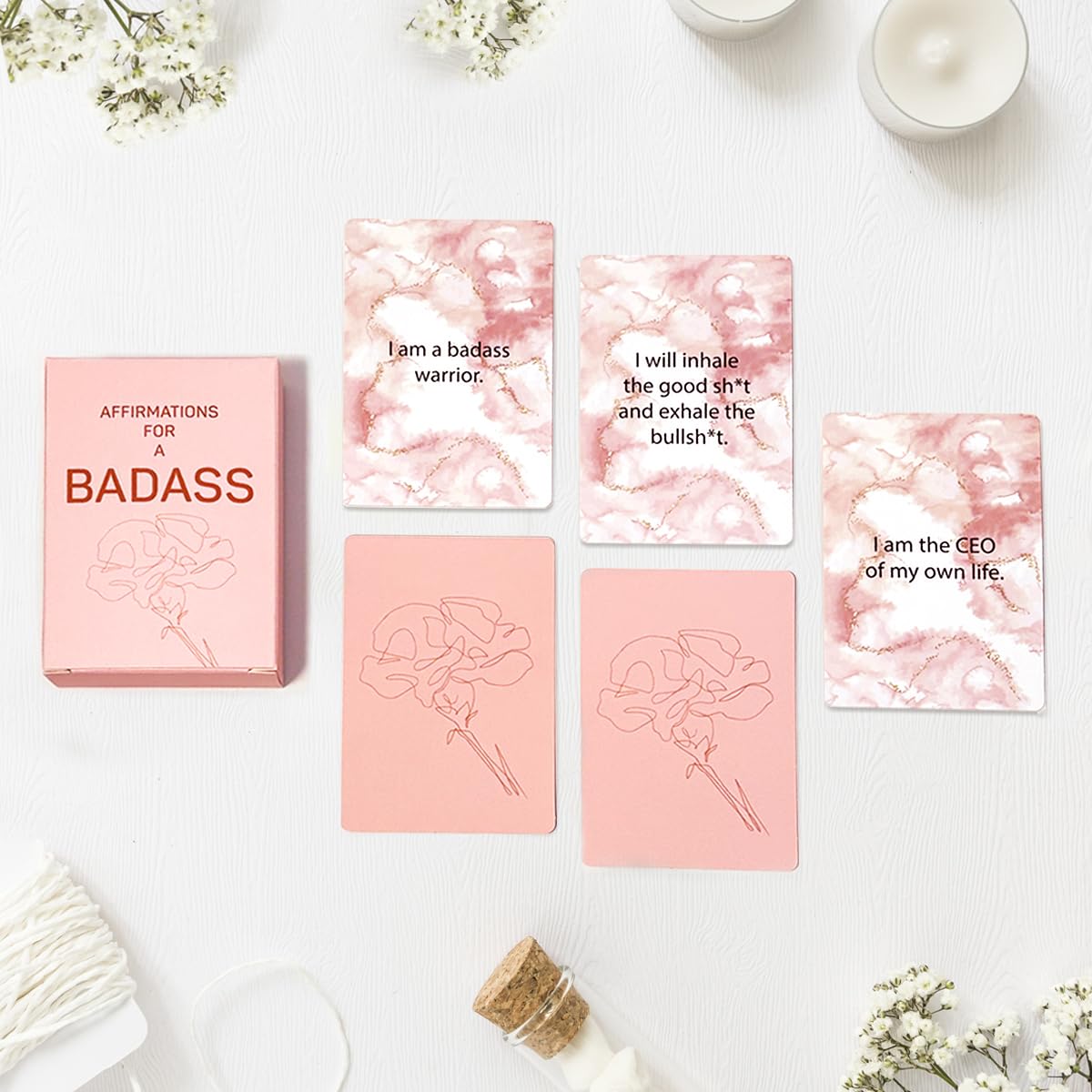 Gejoyse 60 Badass Affirmation Cards for Women Inspirational Motivational Cards for Women Positive Daily Badass Affirmations Cards for Women Spiritual Self Care Gifts for Women Friend Her