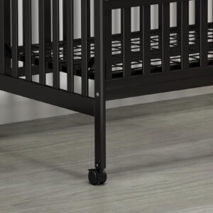 HIROHRTV Baby Crib 3-in-1 Convertible, Modern Baby Bed with Locking Wheels, Convertible Crib to Toddler Bed & Daybed, Wood Cribs for Baby, Nursery, Infant Bed for Small Spaces (Black)