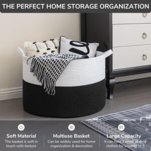 Extra Large Round Cotton Rope Storage Basket, Oversized Blanket, Laundry & Toy Bin Organizer