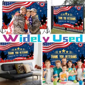 Veterans Day Backdrop, Veterans Day Decorations 72 x 44'' Thank You Veterans Banner Honoring All Who Served Patriotic Decororations for Veterans Day Home Party Supplies