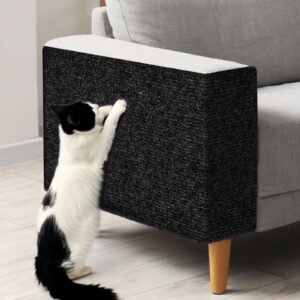 Cat Scratching Mat, 78.7"x15.7" Cat Carpet Self-Adhesive Carpet Mat Trimmable Replacement for Cat Tree, Cat Wall Scratcher, Cat Scratching Post, Shelf Shelves Couch Furniture DIY Protector, Black