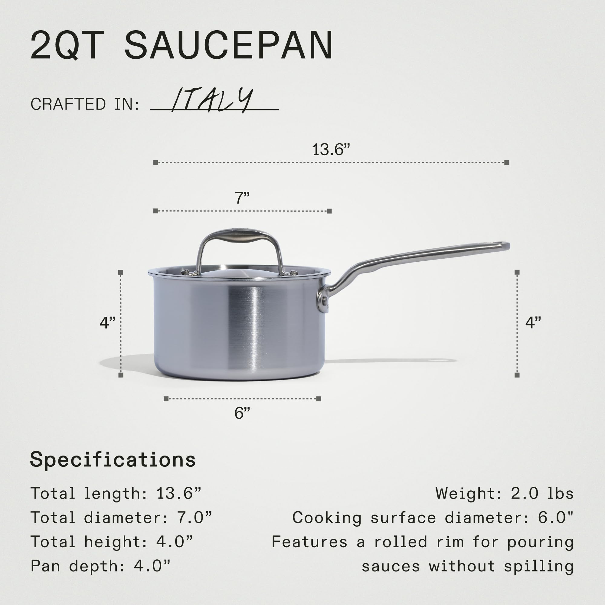 Made In Cookware - 6 Piece Stainless Saucepan Set - 5 Ply Clad - Includes Stainless Steel Saucepans and Saucier with Lid - Professional Cookware - Crafted in Italy