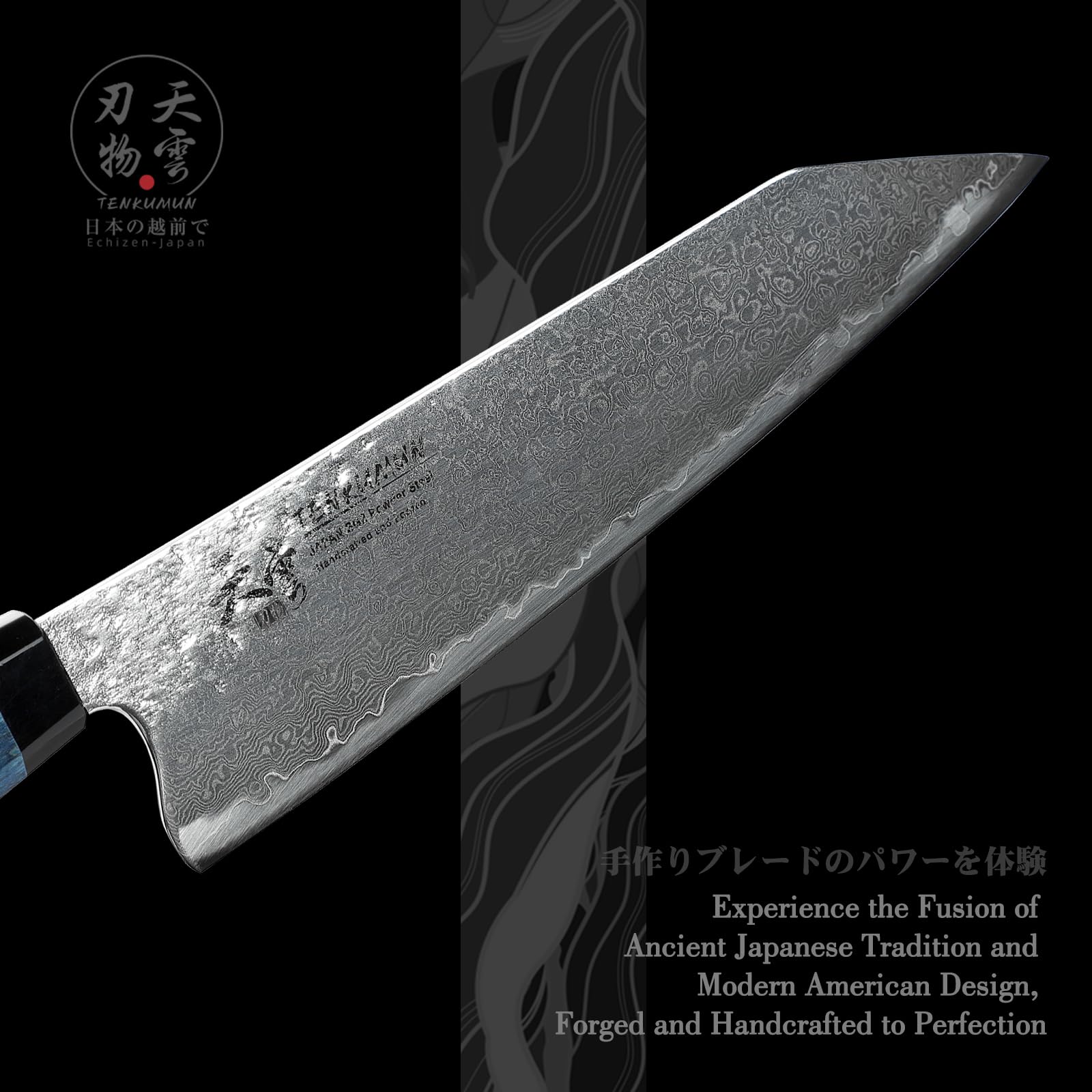 Tenkumun Japanese Gyutou 210mm Profession Kitchen Chef Knife Handcrafted 8 inch Nakri Knife Handmade Forged Knife Japan SG2 Powder Steel with Black Wood Handle…