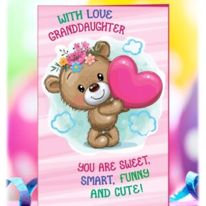 Chuck's Card-O-Rama - Birthday Card For Granddaughter - Made in USA - Why Pay More? - Large Card Opens to 10" x 7.75" - Extra Thick Paper - 95363