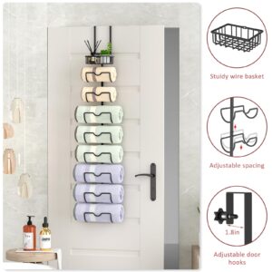 X-cosrack 9-Tier Over The Door Towel Rack for Bathroom Adjustable Door Hooks Towel Rack Over The Door Towel Holder for Bathroom Wall Mounted Towel Holder Over The Door Organizer Towel Storage -Black