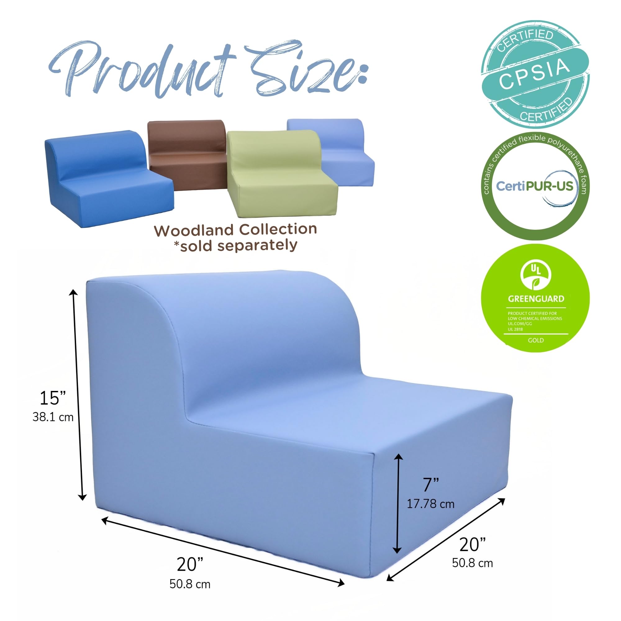 Children's Factory Library Lounger, Flexible Seating Classroom Furniture, Comfy Kids Chairs, Sky Blue, Single Lounger