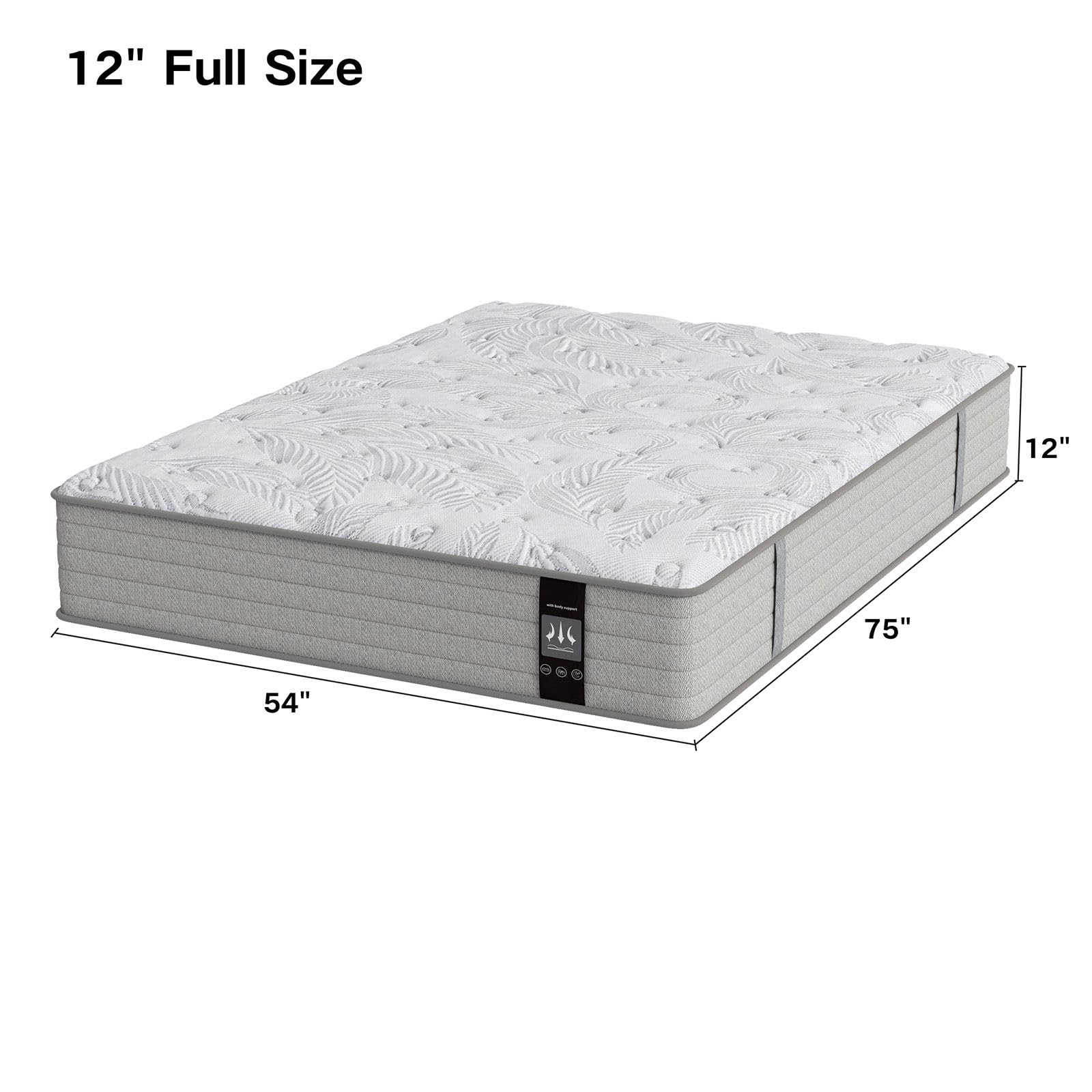 Yuewanshun Full Size Mattress, 12 Inch Hybrid Full Mattress in a Box, Gel Memory Foam and Pocket Spring for Pressure Relief, Medium Firm Feel, Motion Isolation 54"*75"*12"