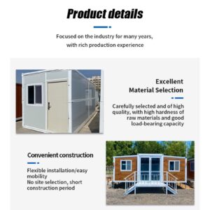 Expandable Portable Prefab Tiny Home - Foldable House for Adults, Mobile Home for Small Families, Storage Shed with 1-3 Rooms, Kitchen & Bathroom, Ideal Prefabricated Living Solution