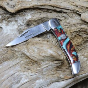 WHISKEY BENT HAT CO. Mini Hunter Folding Pocket Knife 2.75" Closed Length 440C Stainless Steel Blade (Copper Canyon)