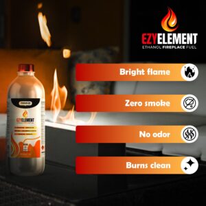 Bioethanol Fireplace Fuel 3 x 1 Liter - Clean Burning, Odorless, and Smokeless Bioethanol Fuel for Tabletop Fireplaces, Bio Ethanol Fuel for Table Top Fire Pit, Renewable Ethanol Fire Pit Fuel Burners