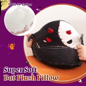 FunBase Halloween Ghost Bat Plush Pillow - Creative Double-Sided Plush Cushion with Red Devil Horns & Wings, Perfect for Holiday Décor & Gifts