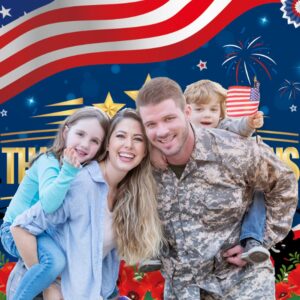 Veterans Day Backdrop, Veterans Day Decorations 72 x 44'' Thank You Veterans Banner Honoring All Who Served Patriotic Decororations for Veterans Day Home Party Supplies