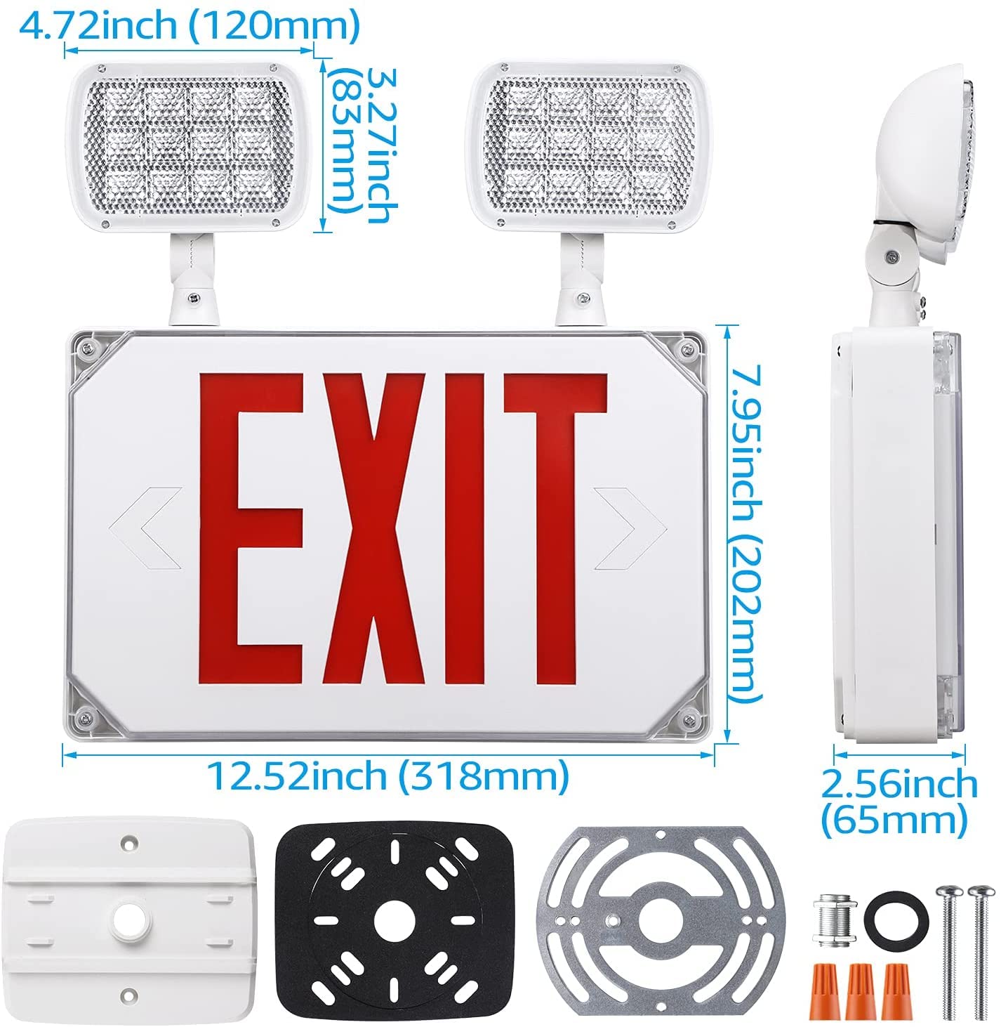 LEONLITE Exit Light Bundle Emergency Light, 1-Pack Wet Location Exit Sign with Emergency Lights, UL Listed, Red & 4-Pack Wet Location Emergency Light with Battery Backup, UL Listed