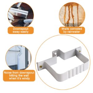 MOROBOR Downspout Fasteners, 2 Pcs White Downspout Wall Bracket Downspout Pipe Clips Downspout Gutter Straps Downspout Adapter for Home Building Roof Drain