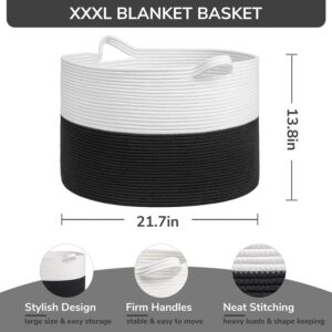 Extra Large Round Cotton Rope Storage Basket, Oversized Blanket, Laundry & Toy Bin Organizer