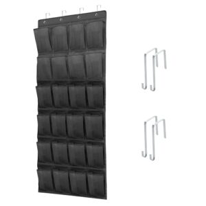 zkxnbxx over the door shoe organizer with 24 large breathable mesh pockets sturdy closet door shoe storage holder hanging simplehouseware men women kids shoe holder for rack (black)