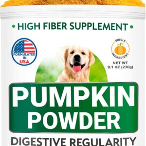 Pumpkin for Dogs - Powdered Fiber Supplement and Stool Softener - Treat Diarrhea, Constipation, Upset Stomach, Food Sensitivity - Improve Digestion - Made in USA - 8 oz Pumpkin Powder