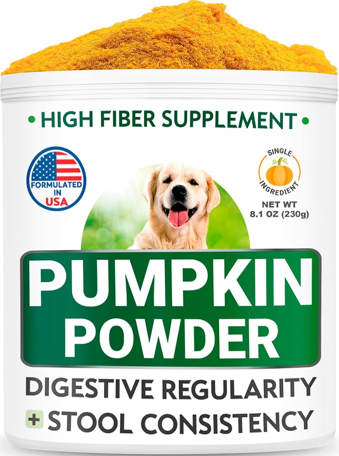 Pumpkin for Dogs - Powdered Fiber Supplement and Stool Softener - Treat Diarrhea, Constipation, Upset Stomach, Food Sensitivity - Improve Digestion - Made in USA - 8 oz Pumpkin Powder