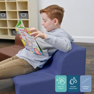 Children's Factory Library Lounger, Flexible Seating Classroom Furniture, Comfy Kids Chairs, Navy, Single Lounger