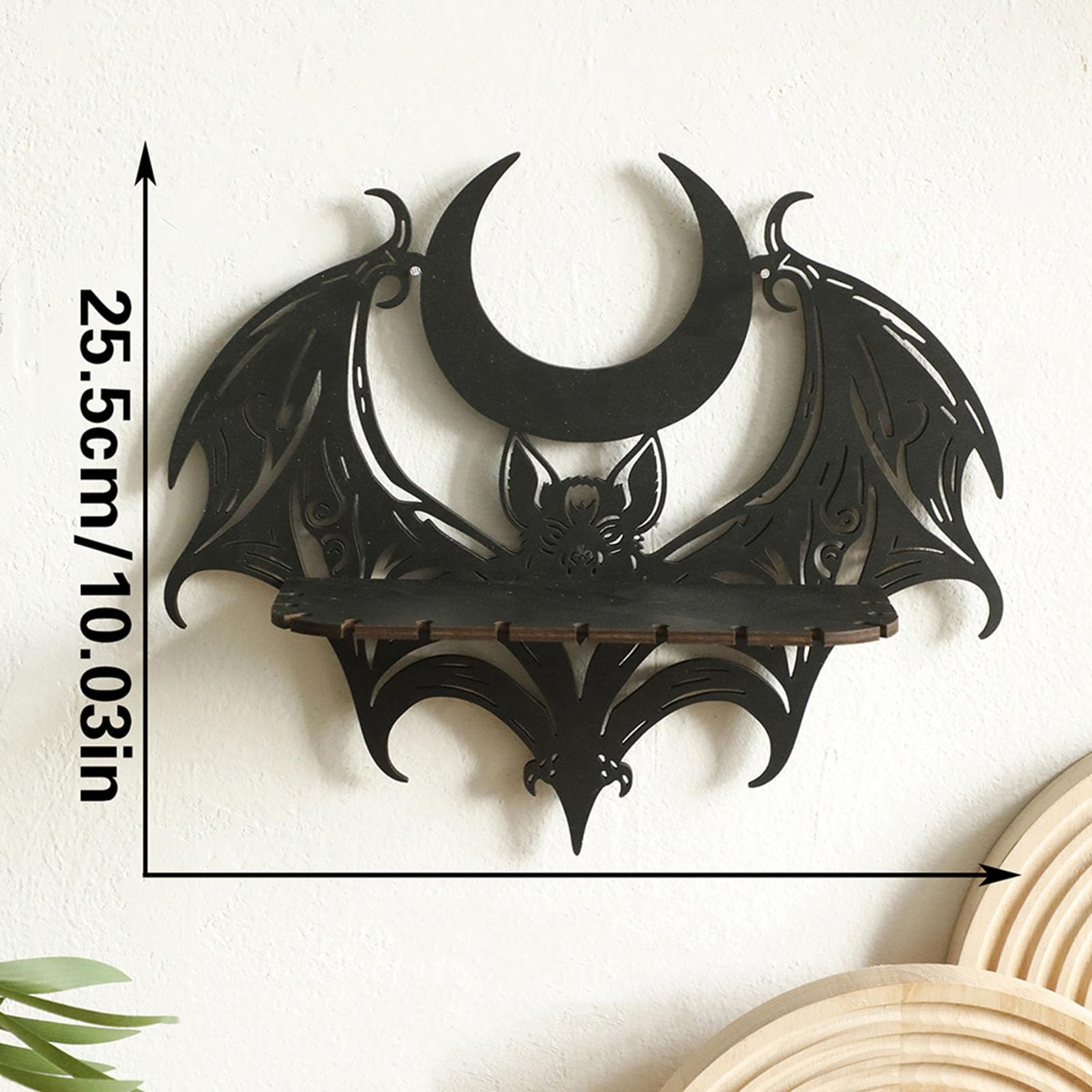 ANLV Halloween Decoration Bat Shelf Floating Black Wall Shelves for Bedroom-Halloween Wall Decor for Halloween Home Bedroom Living Room Decor A