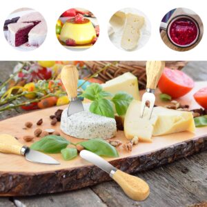 4 Piece Cheese Knives Set, Mini Wooden Handle Steel Stainless Cheese Slicer Cheese Knife Cheese Fork Butter Knife for Charcuterie and Cheese spread