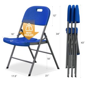 Folding Chair for Outside Upgrade Heavy Duty Folding Chairs 20 Pack ,Royal Blue Folding Chair Patio Dinning Chair Foldable ,MAX650lb, Outdoor Chair / Wedding Chair / Party Chair / Office Chair Used As