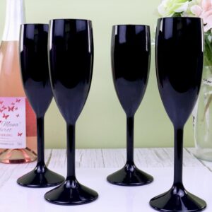 12 Pcs Plastic Black Champagne Flutes, 6 OZ Acrylic Champagne Glasses Wine Glasses Wedding Toasting Champagne Flute Goblet Reusable Champagne Cups for Bachelorette Party Wedding Bar Anniversary(Black)