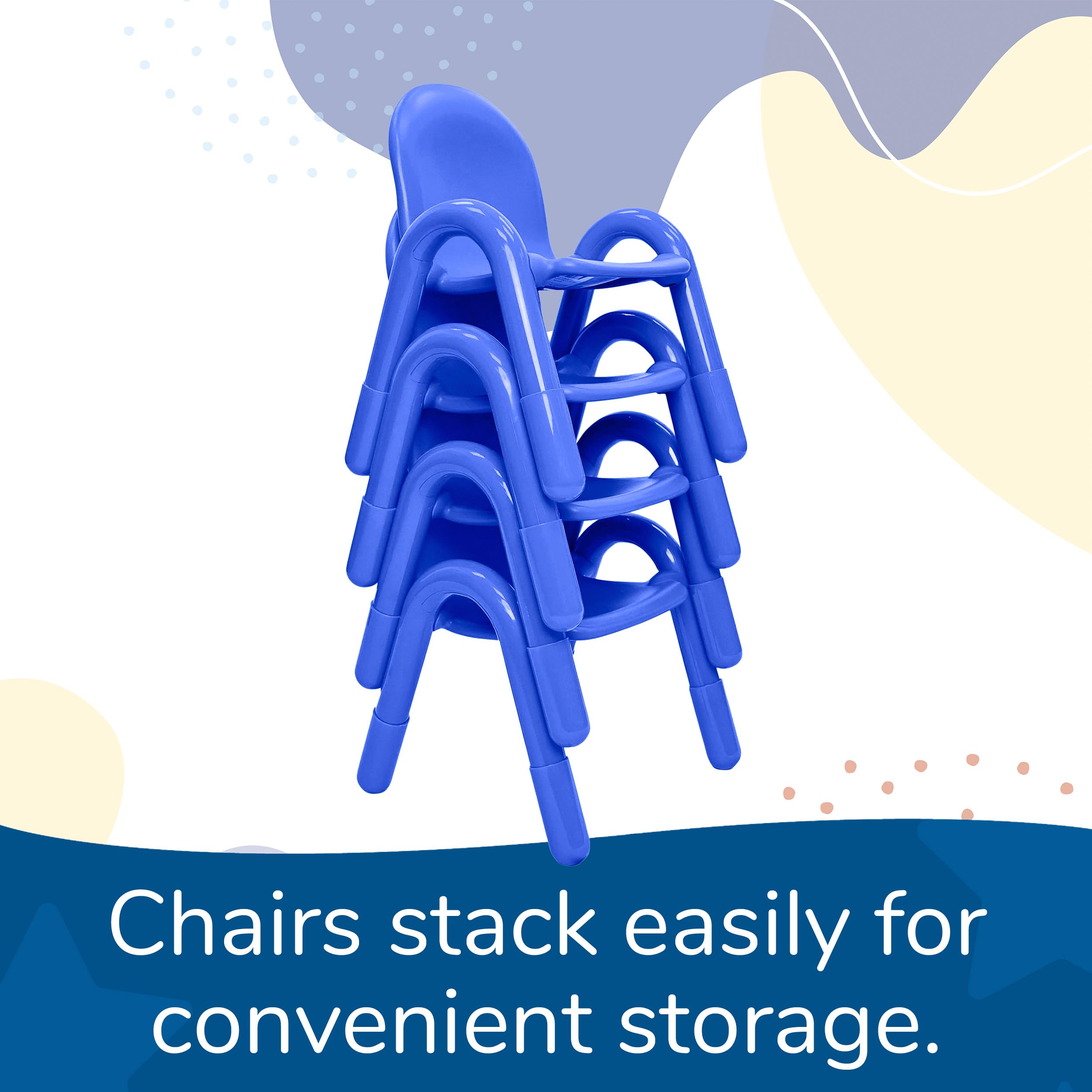 Angeles Baseline 11" Child Chair, Royal Blue, 4 Pack, Stackable Ergonomic Seating Solution for Classrooms and Homeschools