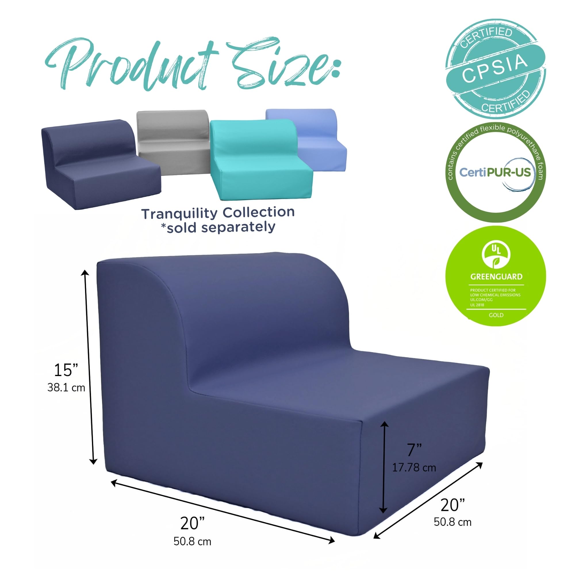 Children's Factory Library Lounger, Flexible Seating Classroom Furniture, Comfy Kids Chairs, Navy, Single Lounger