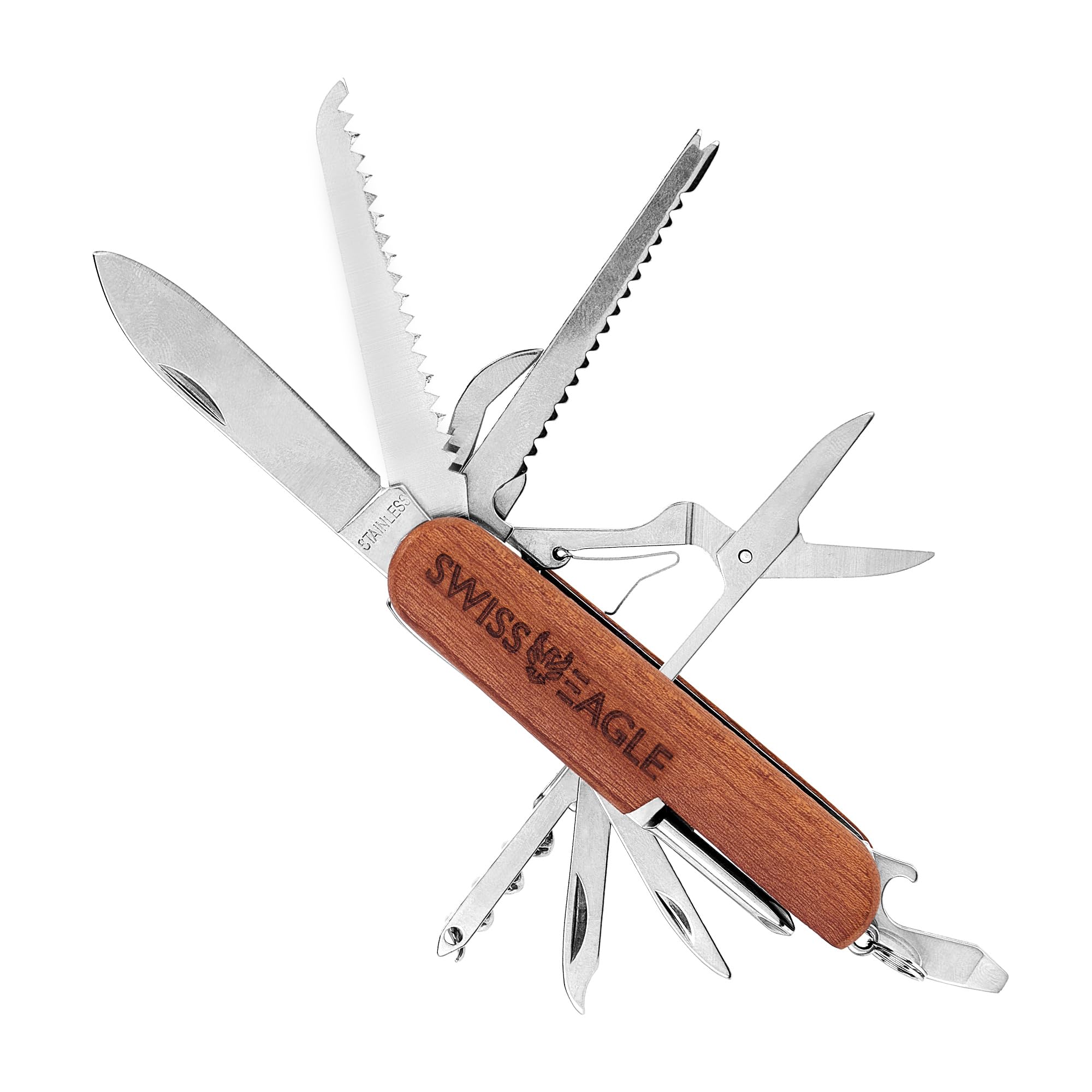 Swiss Eagle Premium Quality Classic Multi-Tool Army Knife - Packs 15 Tools Pocket knife - Multitool