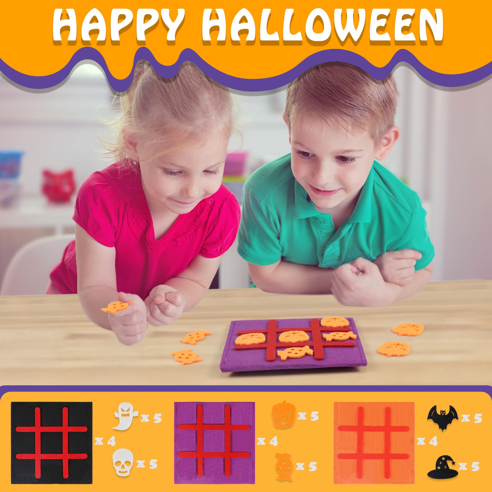 SRENJU SINU 12 Pack Halloween Party Favors Tic Tac Toe Board Games for Kids 4-8 8-12, Halloween Treats Non Candy Goodie Bag Stuffers, Bulk Toys Gifts for Boys Girls Classroom