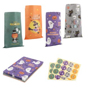 gurvocy halloween paper treat bags - 24pcs halloween goodie bags with stickers for kids, halloween candy bags, halloween party favor bags decorations