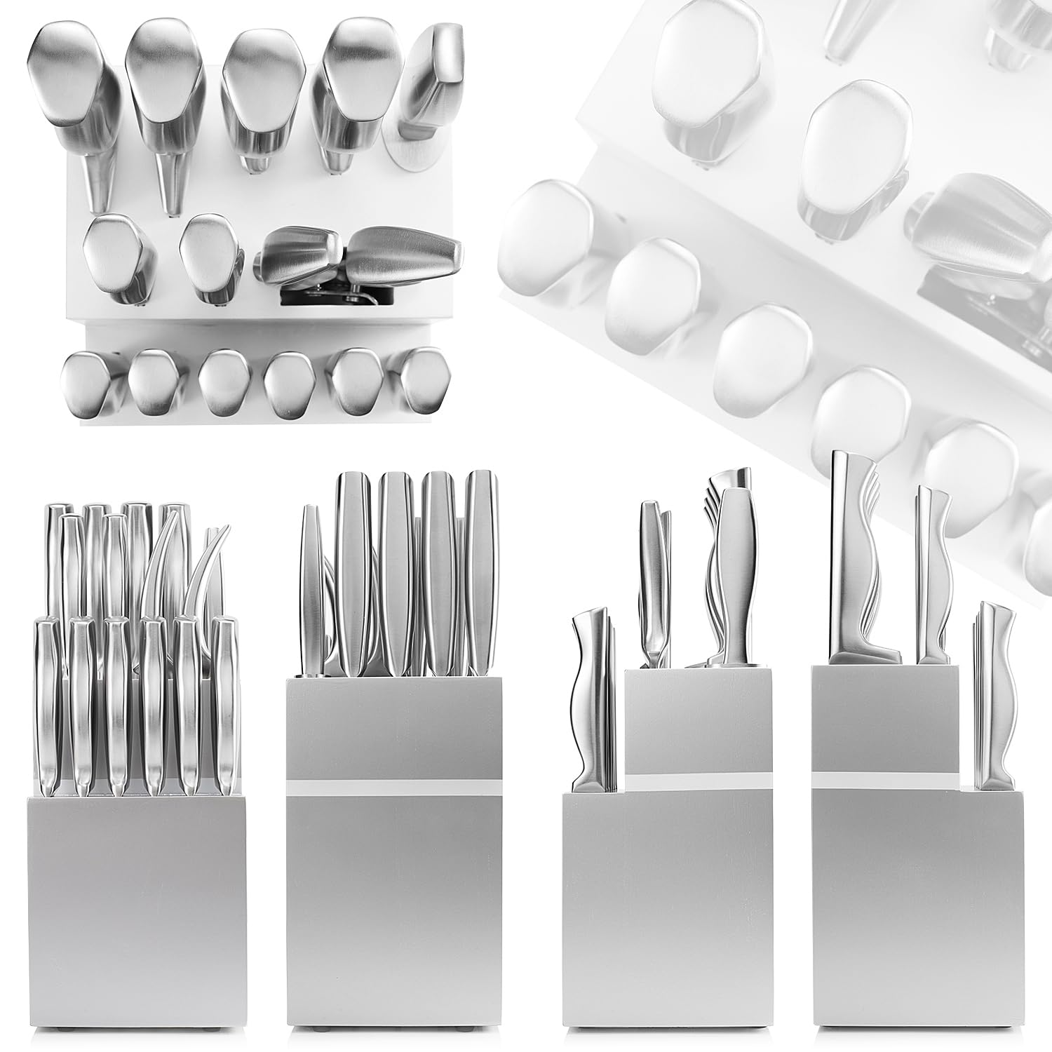 Kangdelun 15 PCS Knife Block Set, Ultra Sharp High Carbon Stainless Steel, Ergonomic Non-Slip Handle