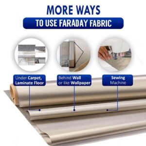 Faraday Cloth EMP Military Grade Faraday Cloth RFID Shields RF Signals Cloth for Smart Meters Prevent from Radiation/Singal/WiFi/Shields RF Signals,gold-4x1.1m