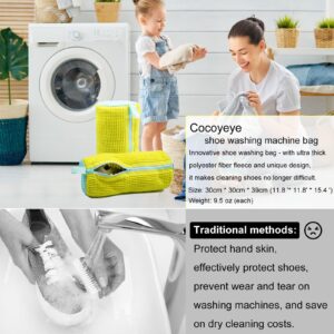 Cocoyeye Shoe washing machine bag, Laundry bag for shoes washer and dryer, Reusable and Durable Zipper Plush Sneaker Washing Machine Bag for Shoes, Gym, Tennis, Delicates and Slippers yellow 2pack