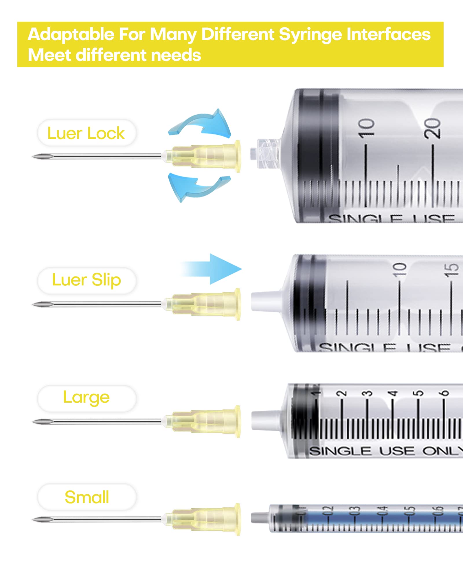 20G Luer Lock with Cap 16MM 100 Pack for Lab, Pet and Industrial Dispensing Accessories