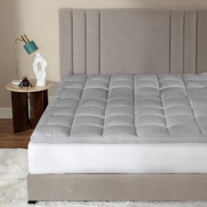 circleshome mattress pad - queen size mattress topper with anti-slip anchors - 100% cotton filled with alternative down filling - soft feel, comfortable, breatheable, and assists with back relief