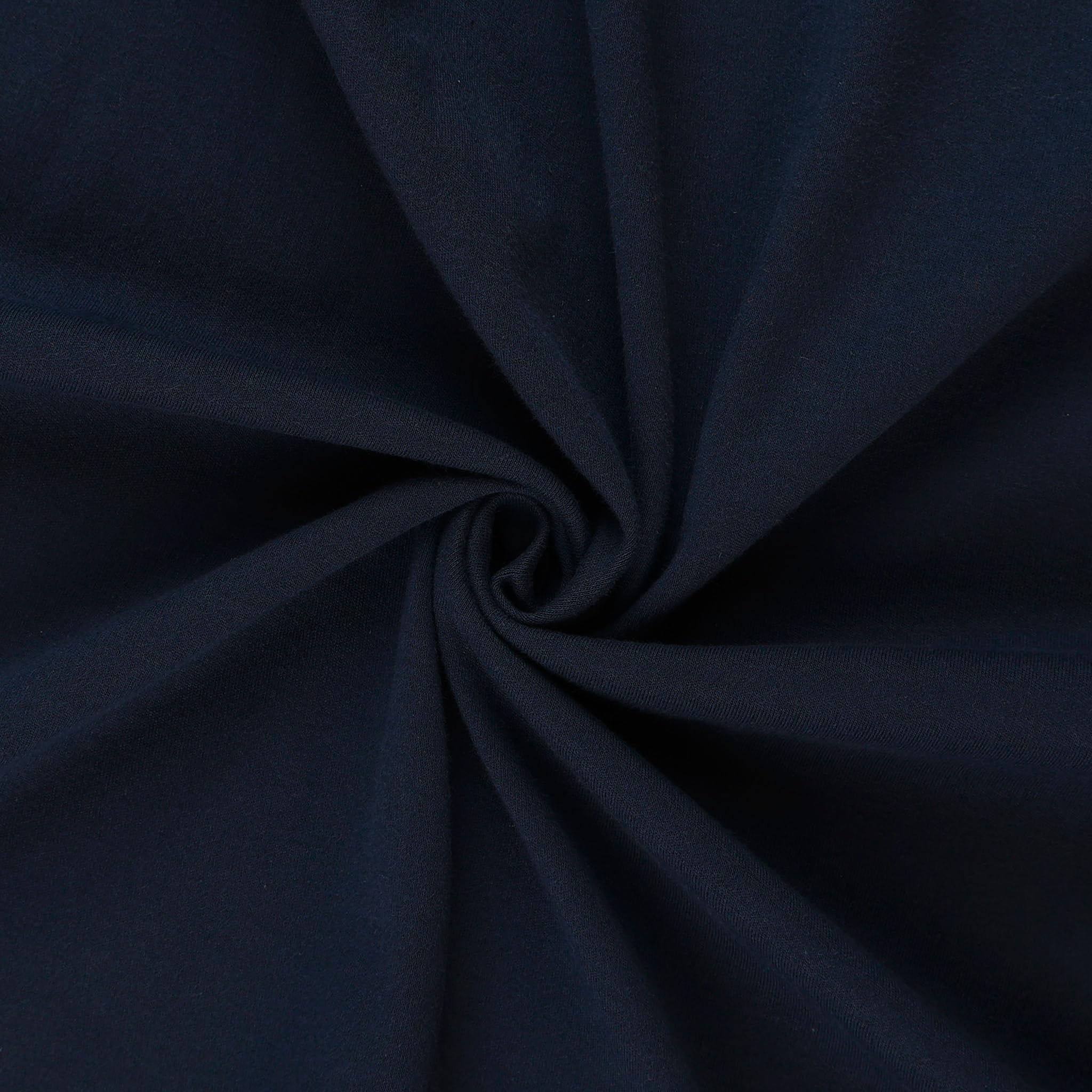 Mook Fabrics Solid Interlock Knit Fabric (64'' Wide) 2 Way Stretch, Dk Navy Cut by The Yard